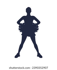 cheerleader silhouette. Vector silhouette of cheerleader on white background. black cheerleader isolated on white background. cutout cheerleader. hand drawn design. vector illustration.