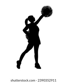 cheerleader silhouette. Vector silhouette of cheerleader on white background. black cheerleader isolated on white background. cutout cheerleader. hand drawn design. vector illustration.