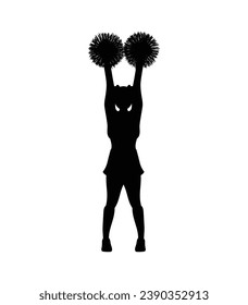 cheerleader silhouette. Vector silhouette of cheerleader on white background. black cheerleader isolated on white background. cutout cheerleader. hand drawn design. vector illustration.