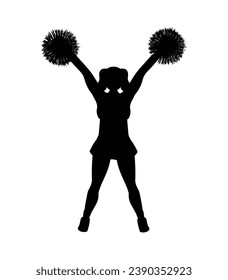 cheerleader silhouette. Vector silhouette of cheerleader on white background. black cheerleader isolated on white background. cutout cheerleader. hand drawn design. vector illustration.