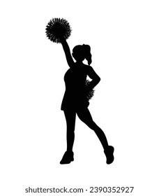 cheerleader silhouette. Vector silhouette of cheerleader on white background. black cheerleader isolated on white background. cutout cheerleader. hand drawn design. vector illustration.