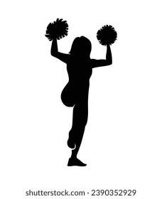 cheerleader silhouette. Vector silhouette of cheerleader on white background. black cheerleader isolated on white background. cutout cheerleader. hand drawn design. vector illustration.