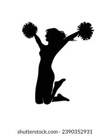 cheerleader silhouette. Vector silhouette of cheerleader on white background. black cheerleader isolated on white background. cutout cheerleader. hand drawn design. vector illustration.