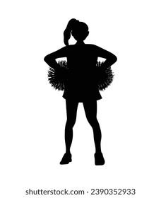 cheerleader silhouette. Vector silhouette of cheerleader on white background. black cheerleader isolated on white background. cutout cheerleader. hand drawn design. vector illustration.