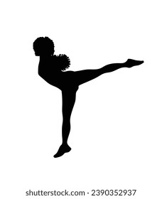 cheerleader silhouette. Vector silhouette of cheerleader on white background. black cheerleader isolated on white background. cutout cheerleader. hand drawn design. vector illustration.