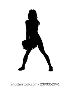 cheerleader silhouette. Vector silhouette of cheerleader on white background. black cheerleader isolated on white background. cutout cheerleader. hand drawn design. vector illustration.