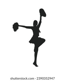 cheerleader silhouette. Vector silhouette of cheerleader on white background. black cheerleader isolated on white background. cutout cheerleader. hand drawn design. vector illustration.