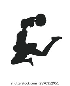 cheerleader silhouette. Vector silhouette of cheerleader on white background. black cheerleader isolated on white background. cutout cheerleader. hand drawn design. vector illustration.