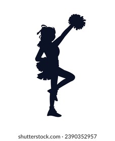 cheerleader silhouette. Vector silhouette of cheerleader on white background. black cheerleader isolated on white background. cutout cheerleader. hand drawn design. vector illustration.