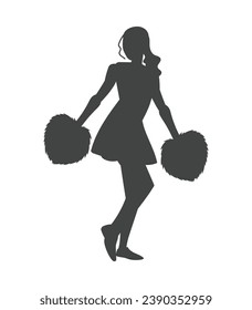 cheerleader silhouette. Vector silhouette of cheerleader on white background. black cheerleader isolated on white background. cutout cheerleader. hand drawn design. vector illustration.