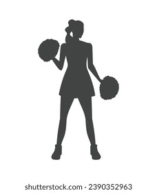 cheerleader silhouette. Vector silhouette of cheerleader on white background. black cheerleader isolated on white background. cutout cheerleader. hand drawn design. vector illustration.