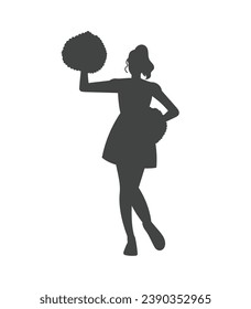 cheerleader silhouette. Vector silhouette of cheerleader on white background. black cheerleader isolated on white background. cutout cheerleader. hand drawn design. vector illustration.