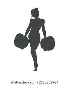 cheerleader silhouette. Vector silhouette of cheerleader on white background. black cheerleader isolated on white background. cutout cheerleader. hand drawn design. vector illustration.