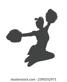 cheerleader silhouette. Vector silhouette of cheerleader on white background. black cheerleader isolated on white background. cutout cheerleader. hand drawn design. vector illustration.