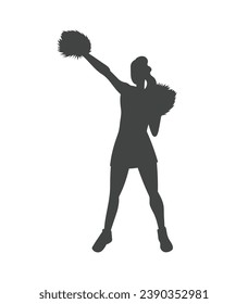 cheerleader silhouette. Vector silhouette of cheerleader on white background. black cheerleader isolated on white background. cutout cheerleader. hand drawn design. vector illustration.