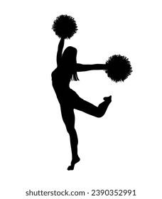 cheerleader silhouette. Vector silhouette of cheerleader on white background. black cheerleader isolated on white background. cutout cheerleader. hand drawn design. vector illustration.