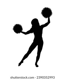 cheerleader silhouette. Vector silhouette of cheerleader on white background. black cheerleader isolated on white background. cutout cheerleader. hand drawn design. vector illustration.