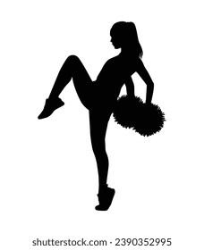cheerleader silhouette. Vector silhouette of cheerleader on white background. black cheerleader isolated on white background. cutout cheerleader. hand drawn design. vector illustration.