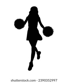 cheerleader silhouette. Vector silhouette of cheerleader on white background. black cheerleader isolated on white background. cutout cheerleader. hand drawn design. vector illustration.