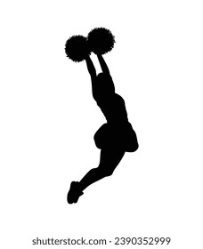 cheerleader silhouette. Vector silhouette of cheerleader on white background. black cheerleader isolated on white background. cutout cheerleader. hand drawn design. vector illustration.