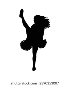 cheerleader silhouette. Vector silhouette of cheerleader on white background. black cheerleader isolated on white background. cutout cheerleader. hand drawn design. vector illustration.