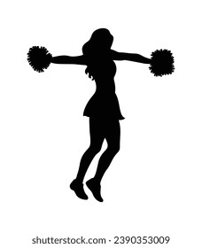 cheerleader silhouette. Vector silhouette of cheerleader on white background. black cheerleader isolated on white background. cutout cheerleader. hand drawn design. vector illustration.