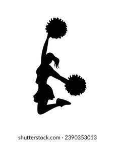 cheerleader silhouette. Vector silhouette of cheerleader on white background. black cheerleader isolated on white background. cutout cheerleader. hand drawn design. vector illustration.