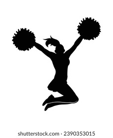 cheerleader silhouette. Vector silhouette of cheerleader on white background. black cheerleader isolated on white background. cutout cheerleader. hand drawn design. vector illustration.