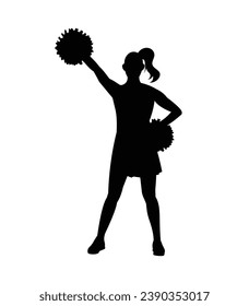 cheerleader silhouette. Vector silhouette of cheerleader on white background. black cheerleader isolated on white background. cutout cheerleader. hand drawn design. vector illustration.