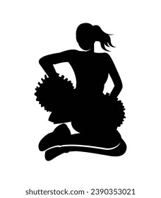 cheerleader silhouette. Vector silhouette of cheerleader on white background. black cheerleader isolated on white background. cutout cheerleader. hand drawn design. vector illustration.
