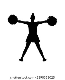 cheerleader silhouette. Vector silhouette of cheerleader on white background. black cheerleader isolated on white background. cutout cheerleader. hand drawn design. vector illustration.