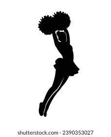 cheerleader silhouette. Vector silhouette of cheerleader on white background. black cheerleader isolated on white background. cutout cheerleader. hand drawn design. vector illustration.