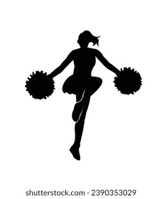 cheerleader silhouette. Vector silhouette of cheerleader on white background. black cheerleader isolated on white background. cutout cheerleader. hand drawn design. vector illustration.