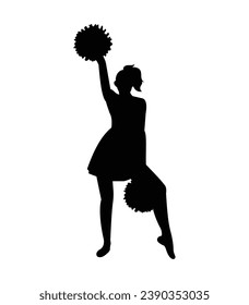cheerleader silhouette. Vector silhouette of cheerleader on white background. black cheerleader isolated on white background. cutout cheerleader. hand drawn design. vector illustration.