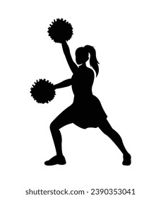 cheerleader silhouette. Vector silhouette of cheerleader on white background. black cheerleader isolated on white background. cutout cheerleader. hand drawn design. vector illustration.