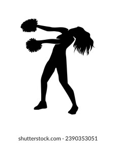 cheerleader silhouette. Vector silhouette of cheerleader on white background. black cheerleader isolated on white background. cutout cheerleader. hand drawn design. vector illustration.