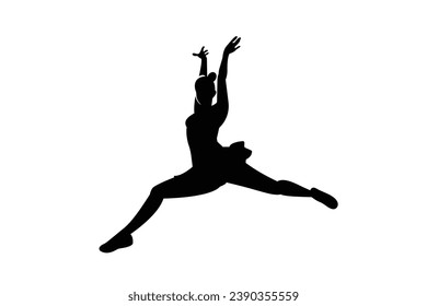 cheerleader silhouette. Vector silhouette of cheerleader on white background. black cheerleader isolated on white background. cutout cheerleader. hand drawn design. vector illustration.