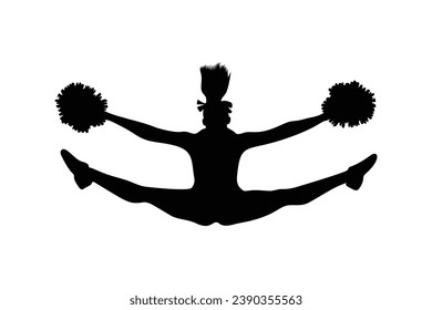 cheerleader silhouette. Vector silhouette of cheerleader on white background. black cheerleader isolated on white background. cutout cheerleader. hand drawn design. vector illustration.