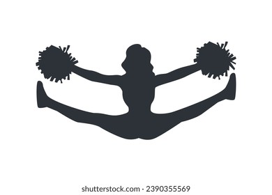 cheerleader silhouette. Vector silhouette of cheerleader on white background. black cheerleader isolated on white background. cutout cheerleader. hand drawn design. vector illustration.
