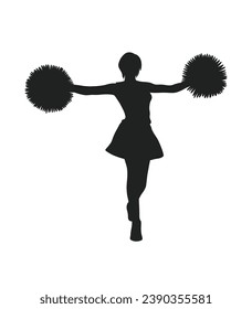 cheerleader silhouette. Vector silhouette of cheerleader on white background. black cheerleader isolated on white background. cutout cheerleader. hand drawn design. vector illustration.