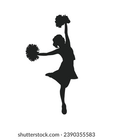 cheerleader silhouette. Vector silhouette of cheerleader on white background. black cheerleader isolated on white background. cutout cheerleader. hand drawn design. vector illustration.