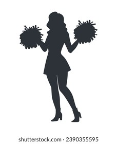 cheerleader silhouette. Vector silhouette of cheerleader on white background. black cheerleader isolated on white background. cutout cheerleader. hand drawn design. vector illustration.