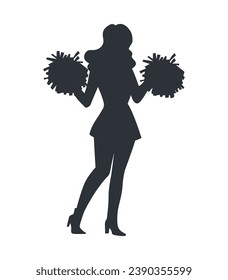 cheerleader silhouette. Vector silhouette of cheerleader on white background. black cheerleader isolated on white background. cutout cheerleader. hand drawn design. vector illustration.
