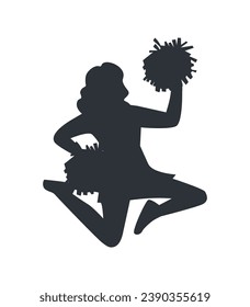 cheerleader silhouette. Vector silhouette of cheerleader on white background. black cheerleader isolated on white background. cutout cheerleader. hand drawn design. vector illustration.