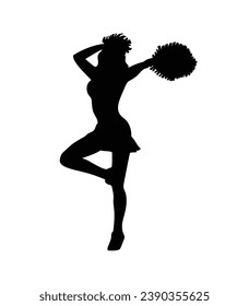 cheerleader silhouette. Vector silhouette of cheerleader on white background. black cheerleader isolated on white background. cutout cheerleader. hand drawn design. vector illustration.