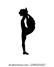 cheerleader silhouette. Vector silhouette of cheerleader on white background. black cheerleader isolated on white background. cutout cheerleader. hand drawn design. vector illustration.