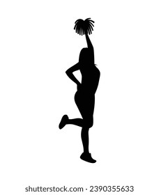 cheerleader silhouette. Vector silhouette of cheerleader on white background. black cheerleader isolated on white background. cutout cheerleader. hand drawn design. vector illustration.
