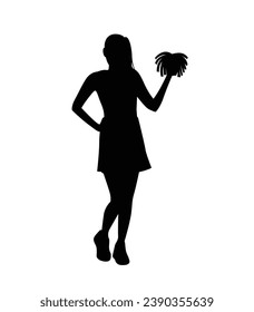 cheerleader silhouette. Vector silhouette of cheerleader on white background. black cheerleader isolated on white background. cutout cheerleader. hand drawn design. vector illustration.