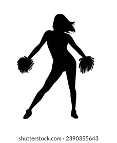 cheerleader silhouette. Vector silhouette of cheerleader on white background. black cheerleader isolated on white background. cutout cheerleader. hand drawn design. vector illustration.