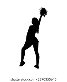 cheerleader silhouette. Vector silhouette of cheerleader on white background. black cheerleader isolated on white background. cutout cheerleader. hand drawn design. vector illustration.
